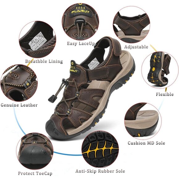 ?Men\'s Hiking Sandals Dark Brown Outdoor Athletic Walking Casual Sports Shoes main image 5